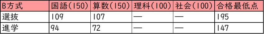 桃山学院中学校_B方式_受験者の得点